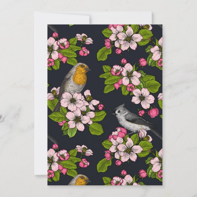 Oiseaux et fleurs en noir (Devant)