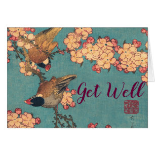 Oiseaux et fleurs japonais Art rose floral