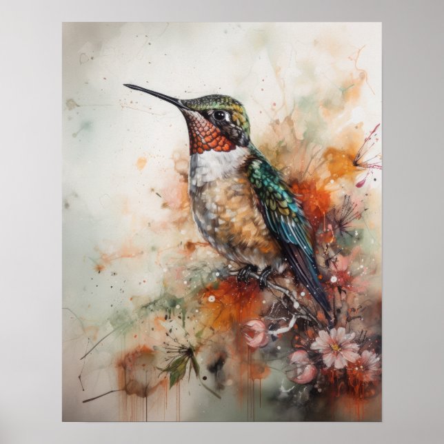Oiseaux Et Fleurs Oiseaux Imprimer Poster (Devant)