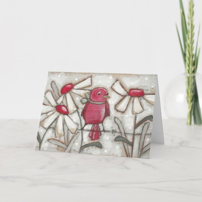 Oiseaux et fleurs Pomme rouge - Carte de voeux (Devant)