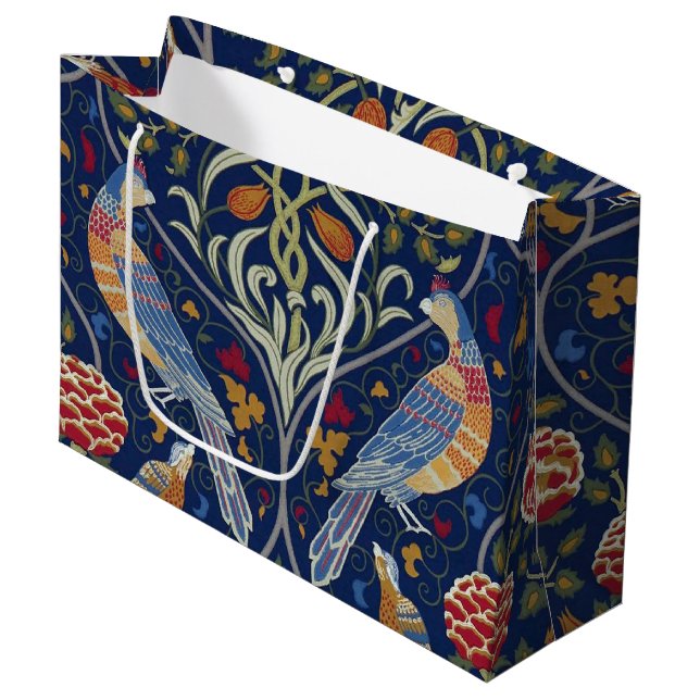 Oiseaux et fleurs, William Morris Grand sac cadeau (Devant Angle)
