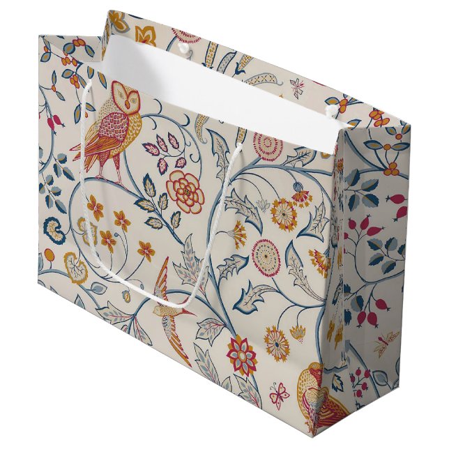 Oiseaux et fleurs, William Morris Grand sac cadeau (Devant Angle)