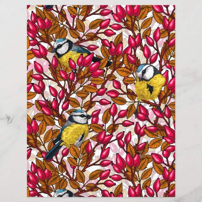 Oiseaux et hanches roses de chien (Devant)
