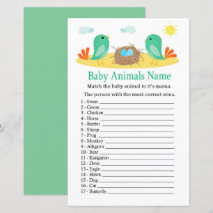 Oiseaux et nids Bébé Animaux Nom Jeu