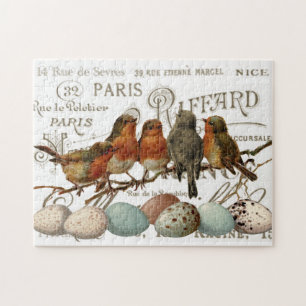 Oiseaux et oeufs Noms Vintages de la ville Puzzle