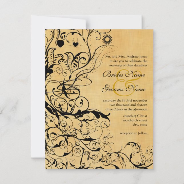 Oiseaux et tourbillons Invitations de mariage (Devant)