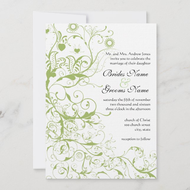 Oiseaux et tourbillons Invitations de mariage #17 (Devant)