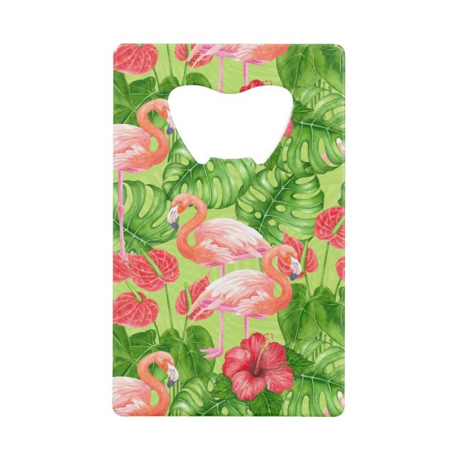 Oiseaux flamants et plantes tropicales (Devant)