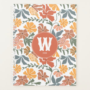 Oiseaux floraux Abstraits Mi-Siècle Monogramme mod