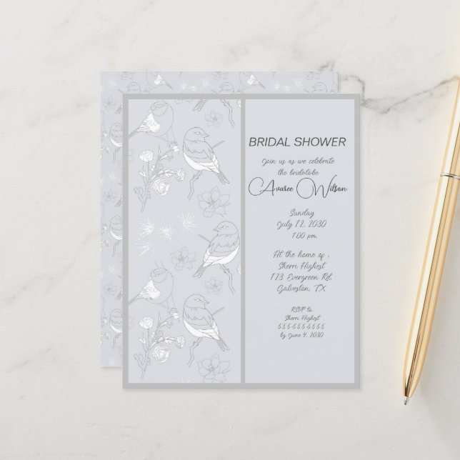 Oiseaux Gris Sur Fond Gris (Devant/Arrière en situation)