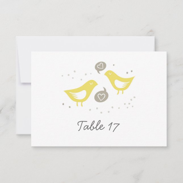 oiseaux jaunes parlant de numéro de table d'amour (Devant)