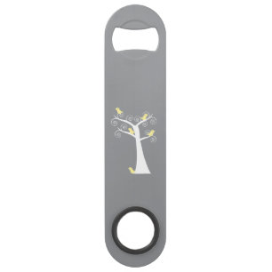Oiseaux jaunes Tourbillon blanc Arbre Gris