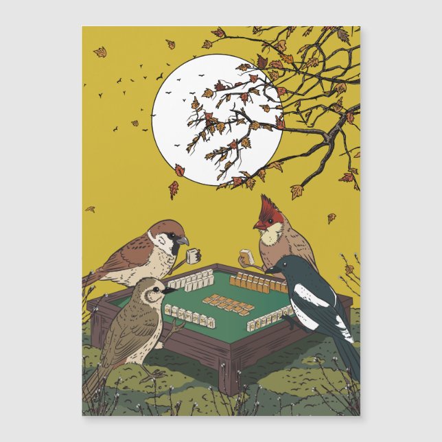 Oiseaux jouant au Mahjong  (Devant)