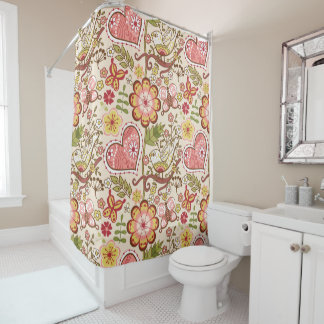 Oiseaux lunatiques, fleurs, rideau en douche de