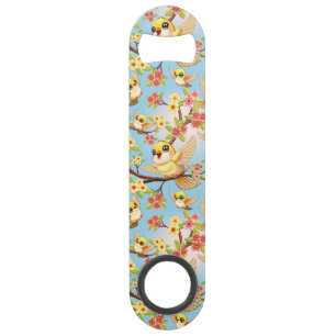 Oiseaux mignons et heureux parmi les fleurs du pri