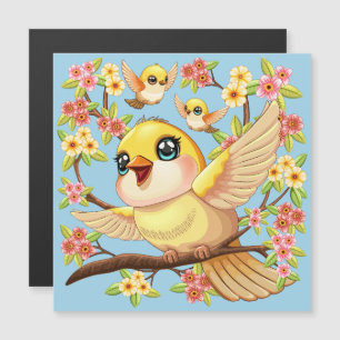 Oiseaux mignons et heureux parmi les fleurs du pri