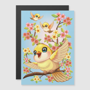 Oiseaux mignons et heureux parmi les fleurs du pri