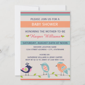 Oiseaux mignons - Invitation Baby shower