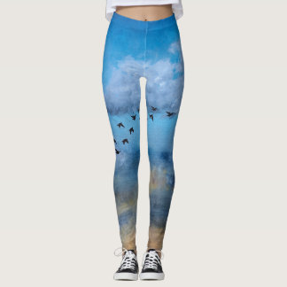 Oiseaux Nuages Automne Ciel Ornithologue Leggings