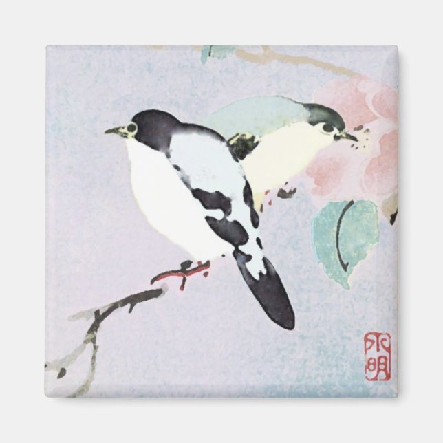 Oiseaux relaxants ~ Magnet Asiatique Japonais (Devant)
