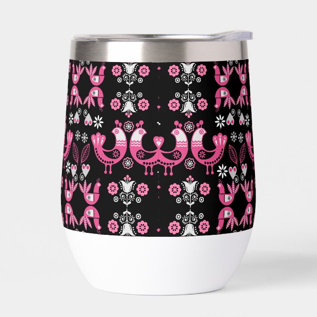 Oiseaux roses et blancs du folklore scandinave (Gauche)