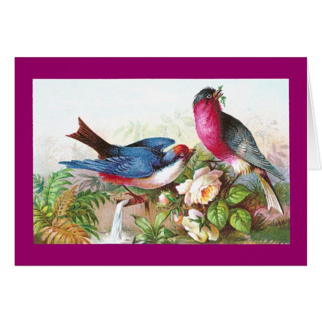 Oiseaux, roses et trombe colorés (Devant horizontal)