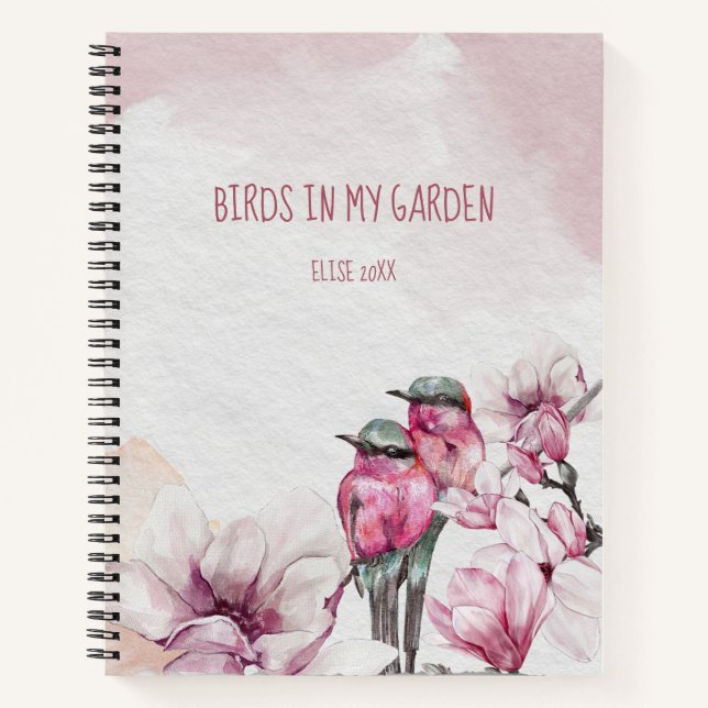 Oiseaux roses et verts Fleurs roses Journal des oi (Devant)