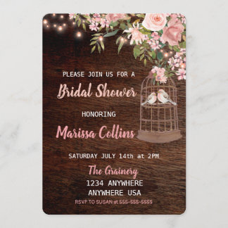 Oiseaux Rustique douche nuptiale Invitation Chaîne