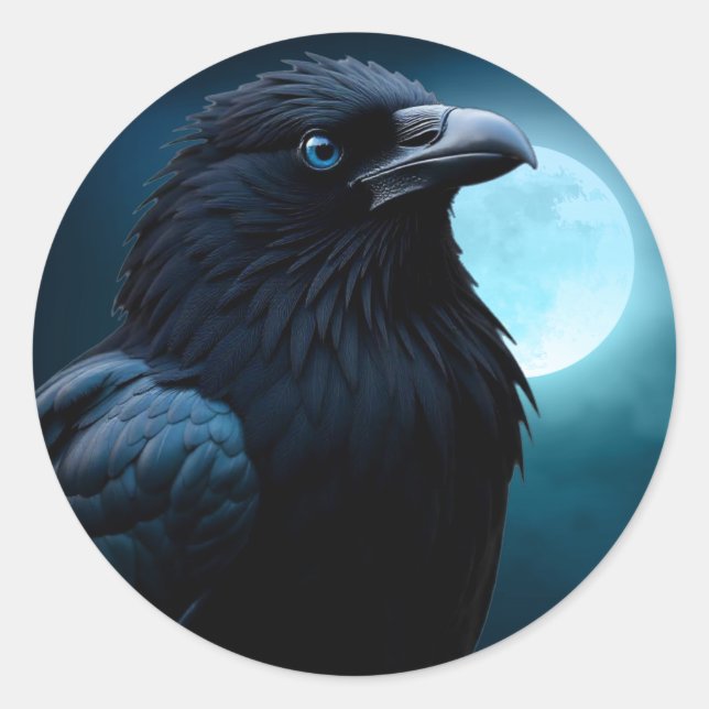 Oiseaux sauvages Lune Crow-Raven Stickers (Devant)
