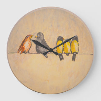 Oiseaux sur fil - Horloge murale acrylique