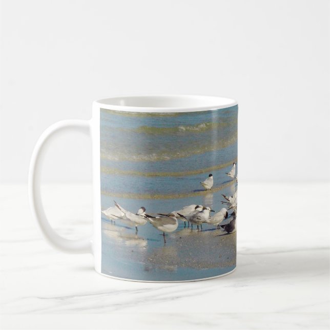 Oiseaux sur la Mug de café de plage (Gauche)