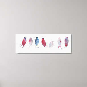 Oiseaux sur toile enveloppée de fil