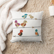 Oiseaux sur un fil Coussin de jet