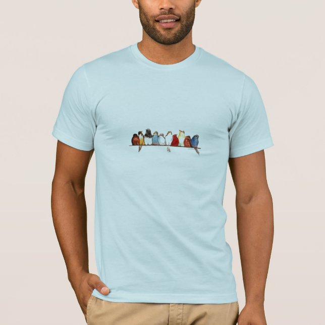 Oiseaux sur un T-shirt de fil (Devant)