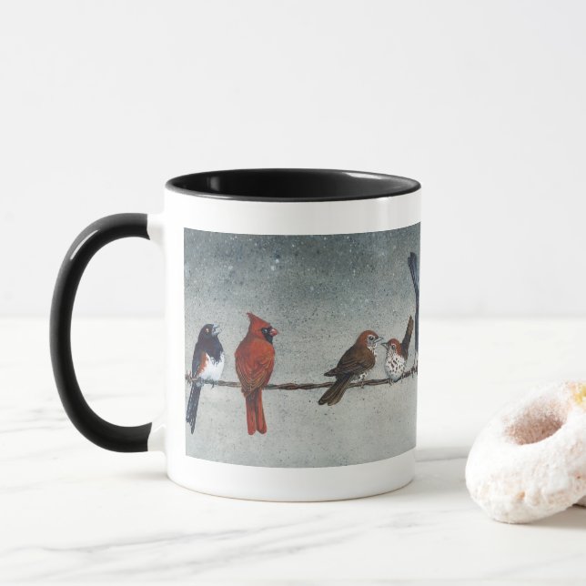 Oiseaux sur une Mug à fil (Avec donut)