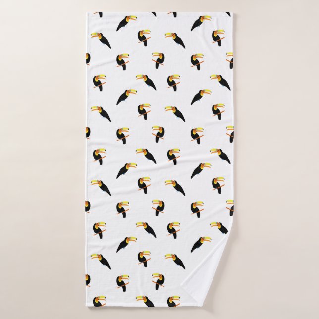 Oiseaux tactiques exotiques Motif noir tropical (Serviette de bain)