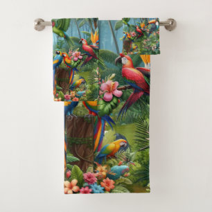 Oiseaux tropicaux colorés parmi un Plante vif et l