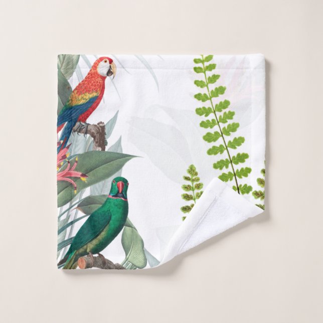 Oiseaux tropicaux Perroquets et feuillage (Gant de toilette)