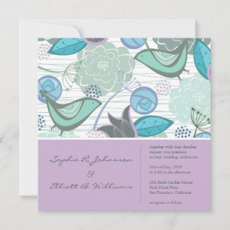 Oiseaux Turquoises doux Jardin Floral Invitation d