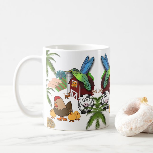 Oiseaux Vache Cochons Tasse (Avec donut)