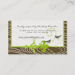 Oiseaux Vert Brown Grain Mariage Info Cartes