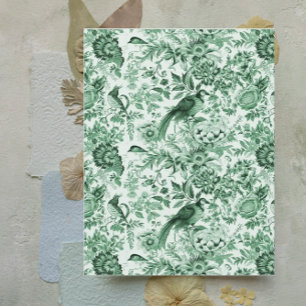 Oiseaux verts et fleurs Papier à scandale français