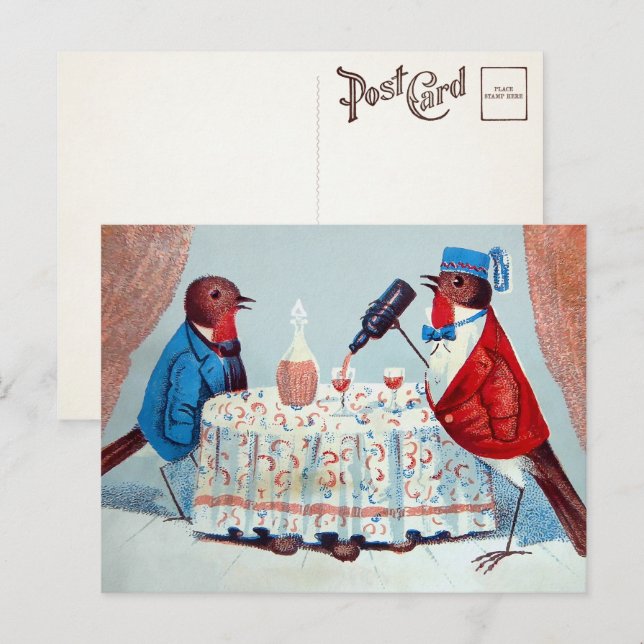 Oiseaux victoriens avec carte postale (Devant / Derrière)