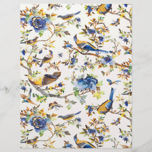 Oiseaux vintage bleu et or