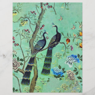 Oiseaux vintage bleu et vert