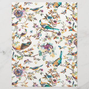 Oiseaux vintage sarcelle et violet