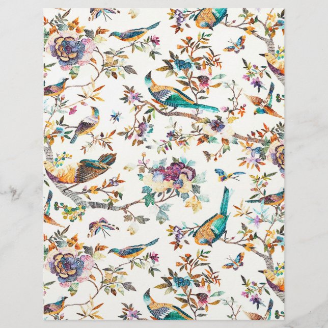 Oiseaux vintage sarcelle et violet (Devant)