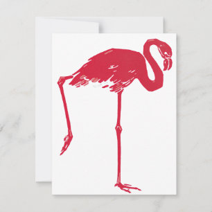 Oiseaux vintage, un flamant rose avec une patte le
