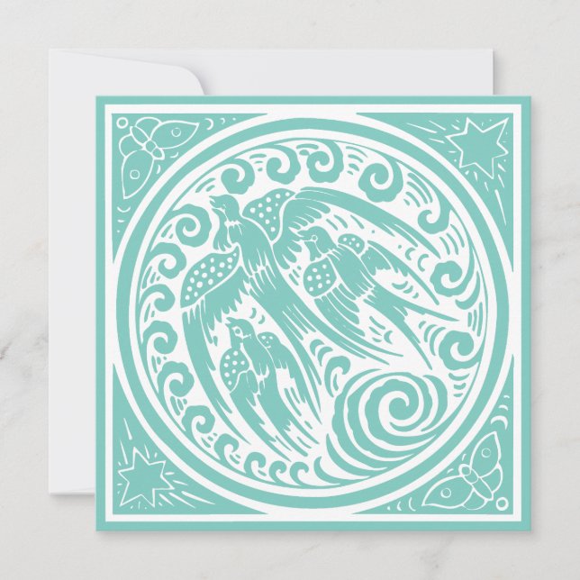 Oiseaux vintages avec papillons et étoiles (Devant)