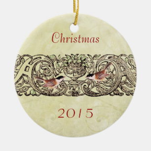 Oiseaux vintages Couples de Noël Ornement photo